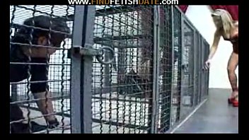 Slave in a Cage Slapped by Black Mistress (Femdom CBT)